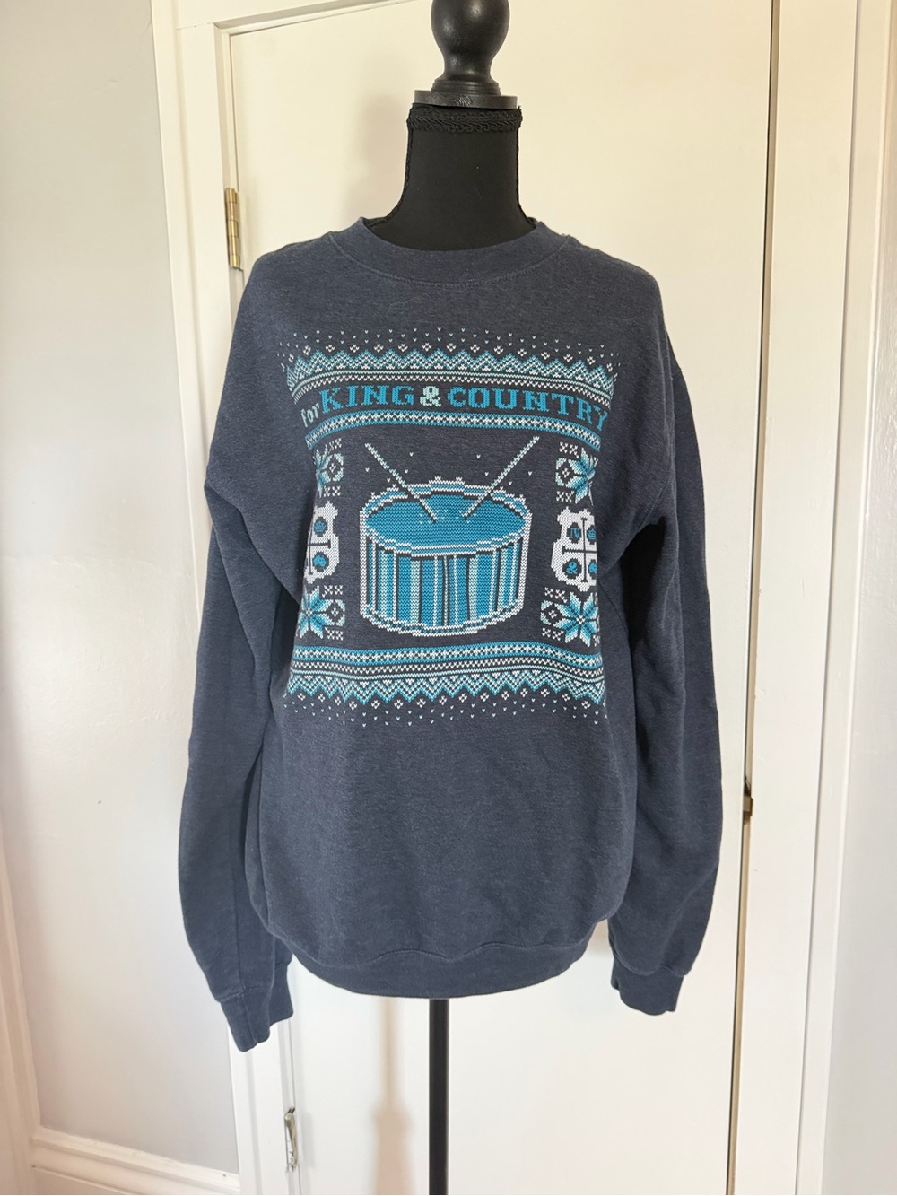 Navy Blue Graphic Crewneck Sweatshirt